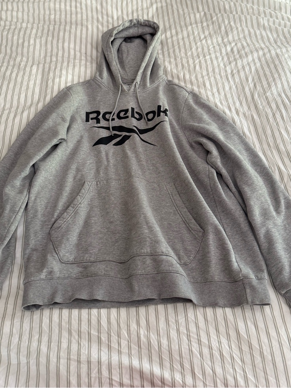 Reebok Gray Pullover Hoodie with Black Logo